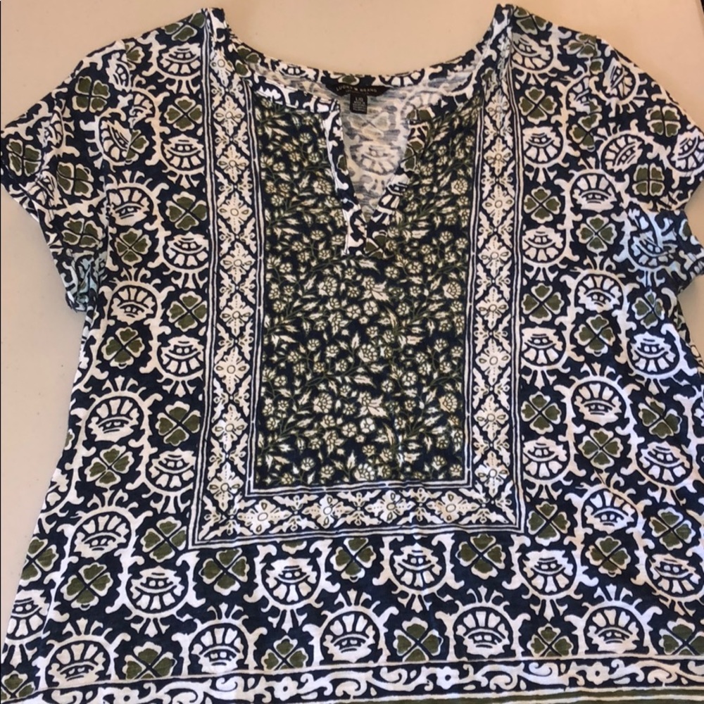 Lucky Brand Navy/Green Top